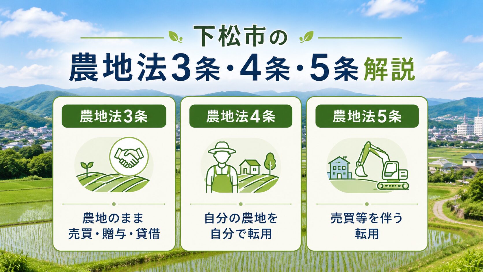 下松市で農地法3条4条5条の違いを解説する画像