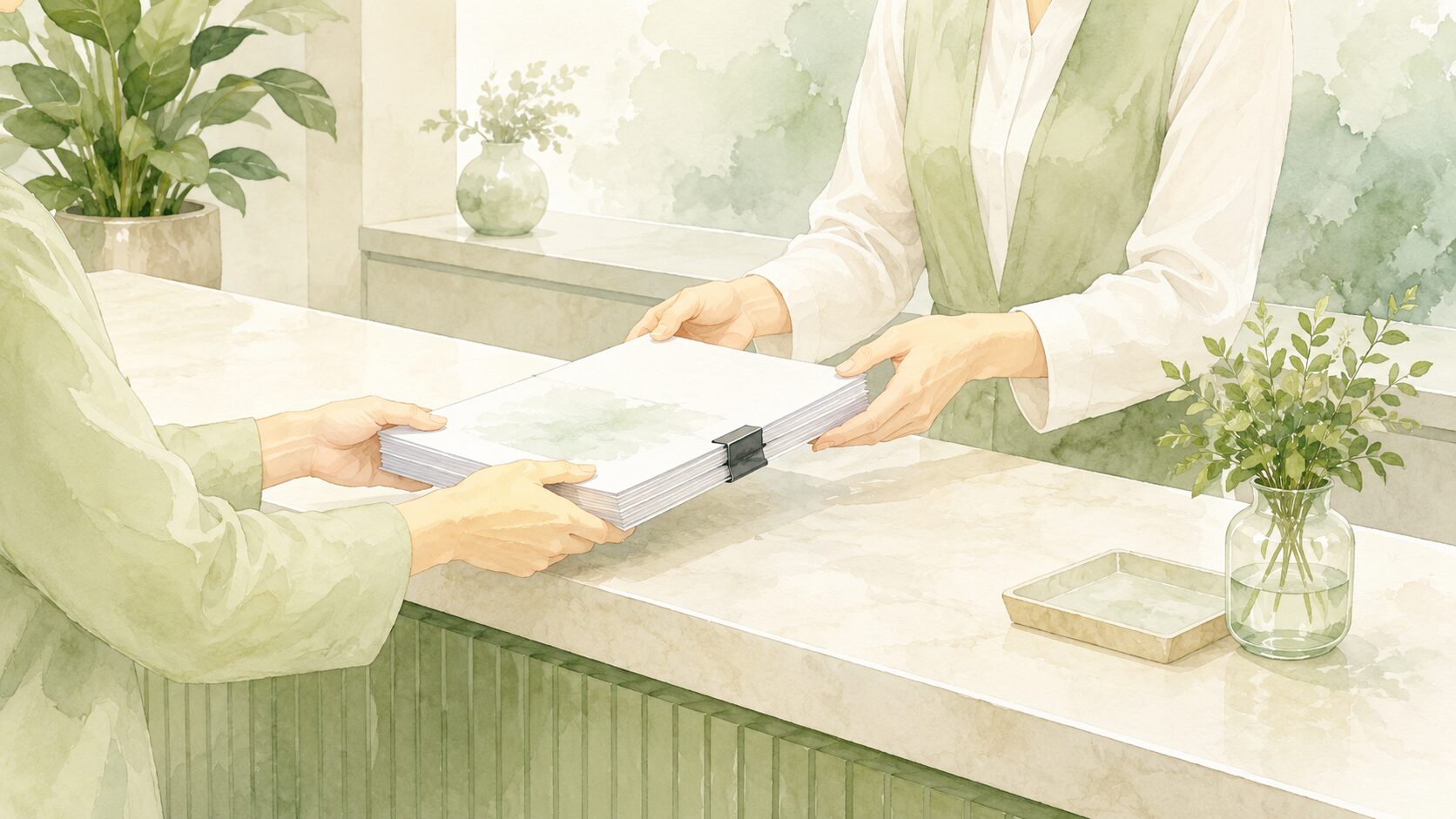技術・人文知識・国際業務ビザに関する水彩イラスト